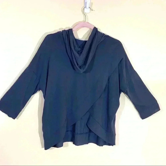 Emelia Gray Faux Wrap Open Back Hoodie Sweatshirt - Picture 7 of 13